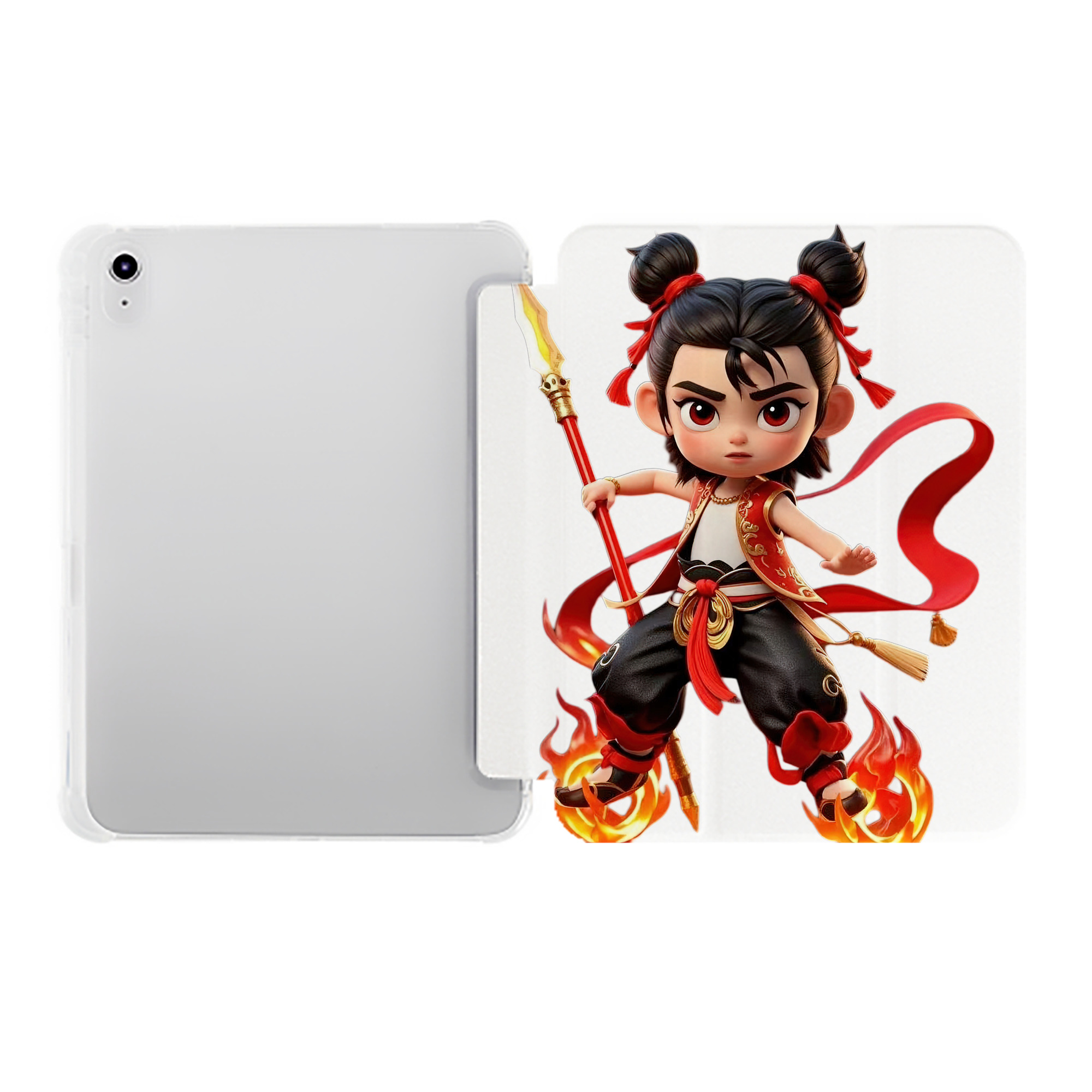 （画像用） Ne Zha 2 ナタ 魔童の大暴れ IPad ケース ペン収納付き 三つ折りスタンド PUレザー×シリコン 対応機種9.5/10.5/10.9インチ
